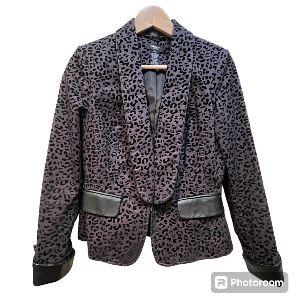 Olsen Sz S leopard print suit jacket